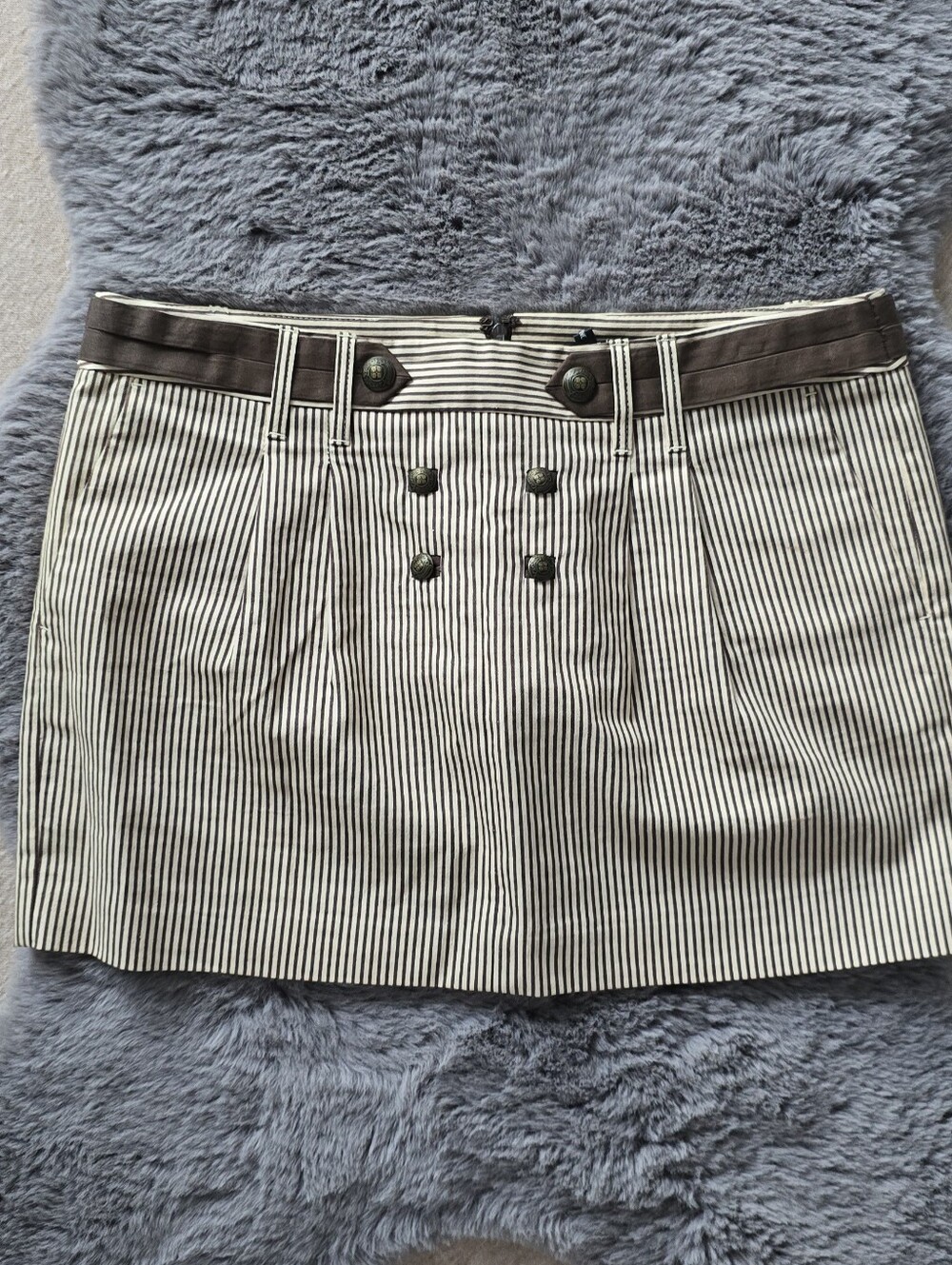 BCBGMaxAzria Brown and Cream Striped Mini Skirt